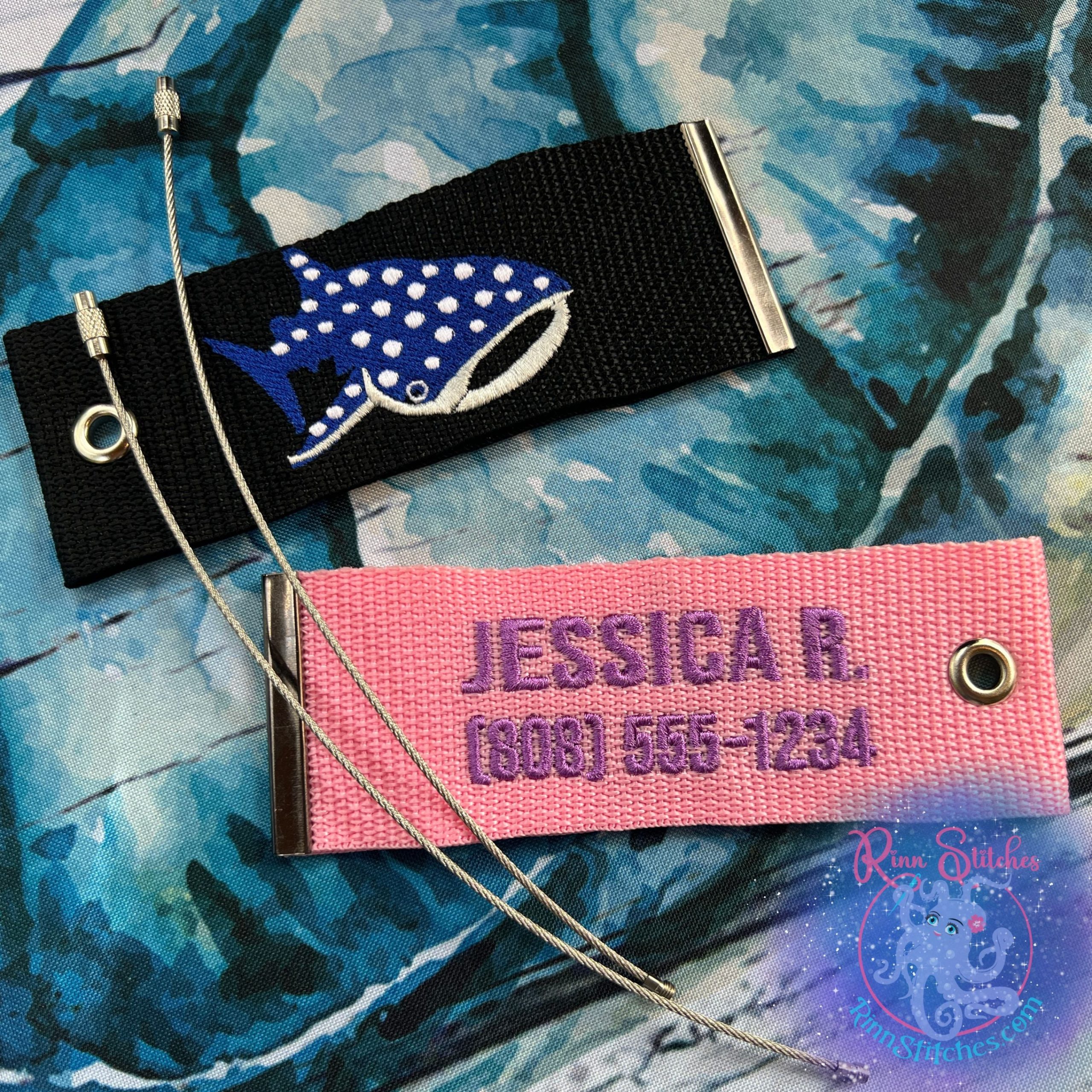 Spotted Eagle Ray Luggage Tag, Personalized Embroidered Bag Tag - Image 8