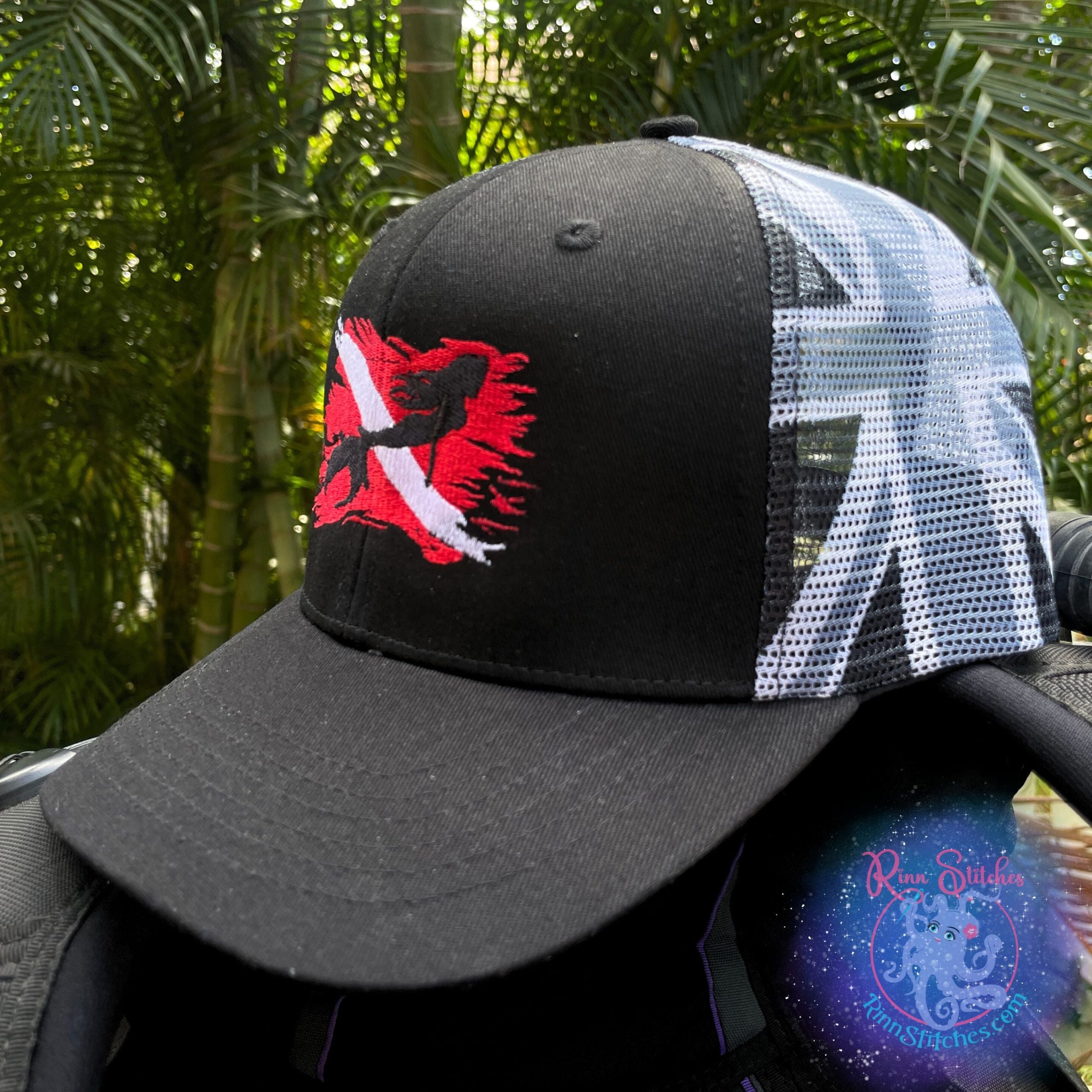 Mermaid Dive Flag - Women’s Dive Day 2024 Exclusive Design Snap Back Hat Red & White - Image 3
