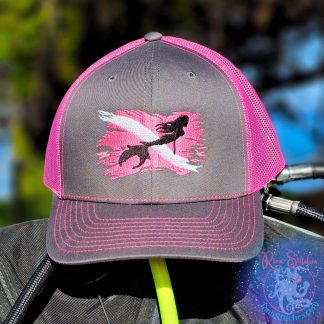 Mermaid Dive Flag - Charcoal & Neon Pink Snap Back Hat