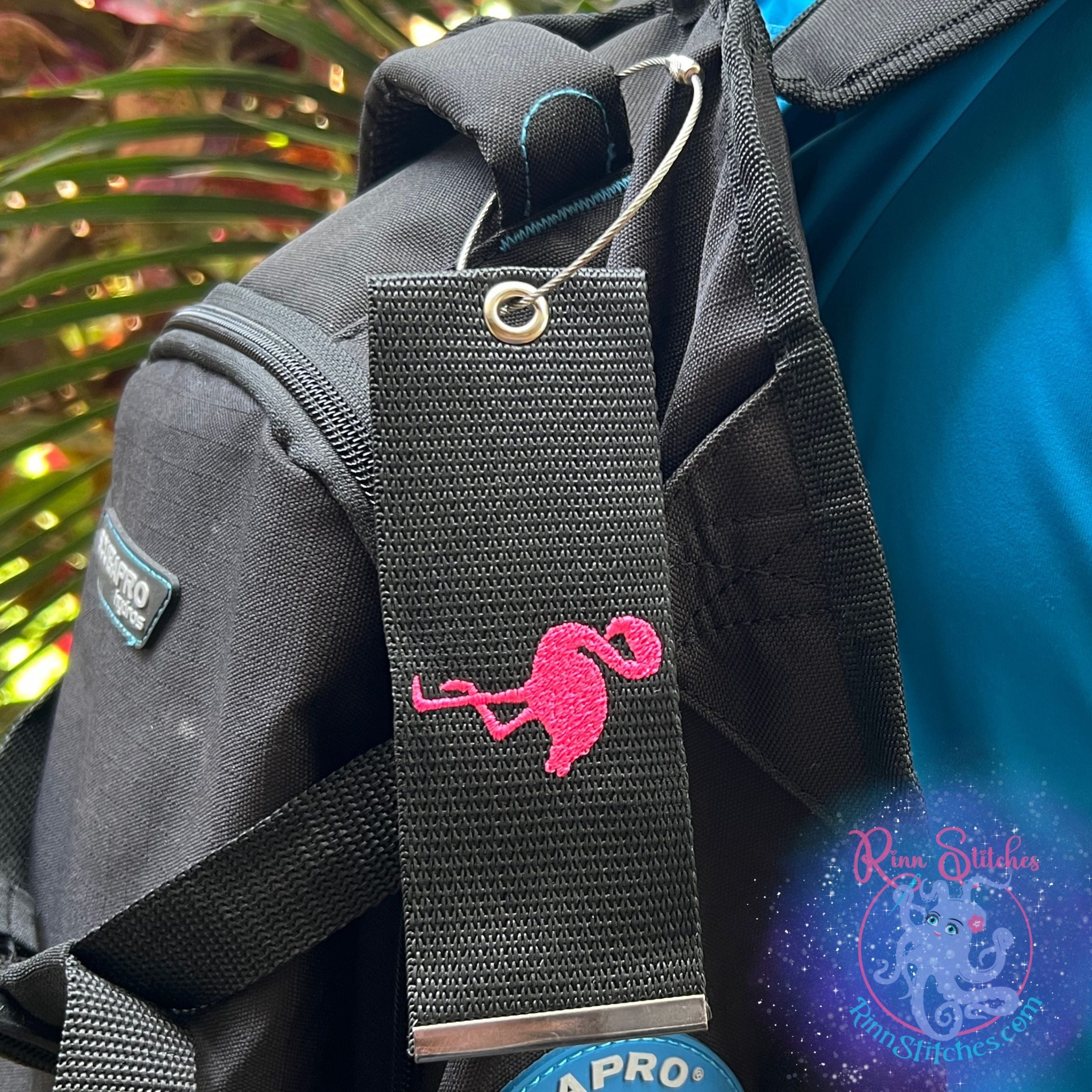 Flamingo Luggage Tag, Personalized Embroidered Bag Tag - Image 2