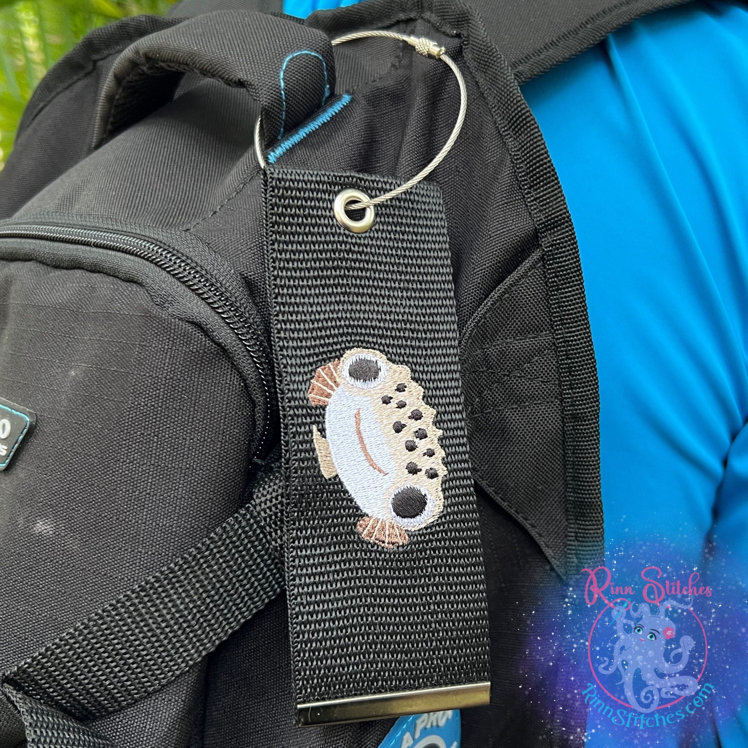 Cute Puffer Fish Luggage Tag, Personalized Embroidered Bag Tag - Image 2
