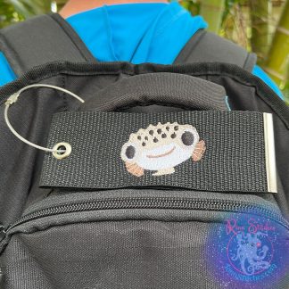 Cute Puffer Fish Luggage Tag, Personalized Embroidered Bag Tag