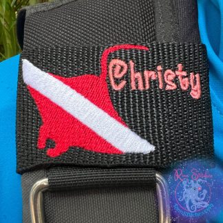 Dive Flag Manta Ray Personalized BCD Tag