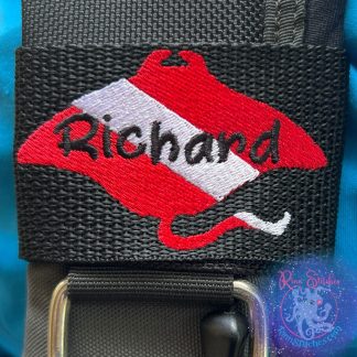 Dive Flag Manta Ray Silhouette Personalized BCD Tag