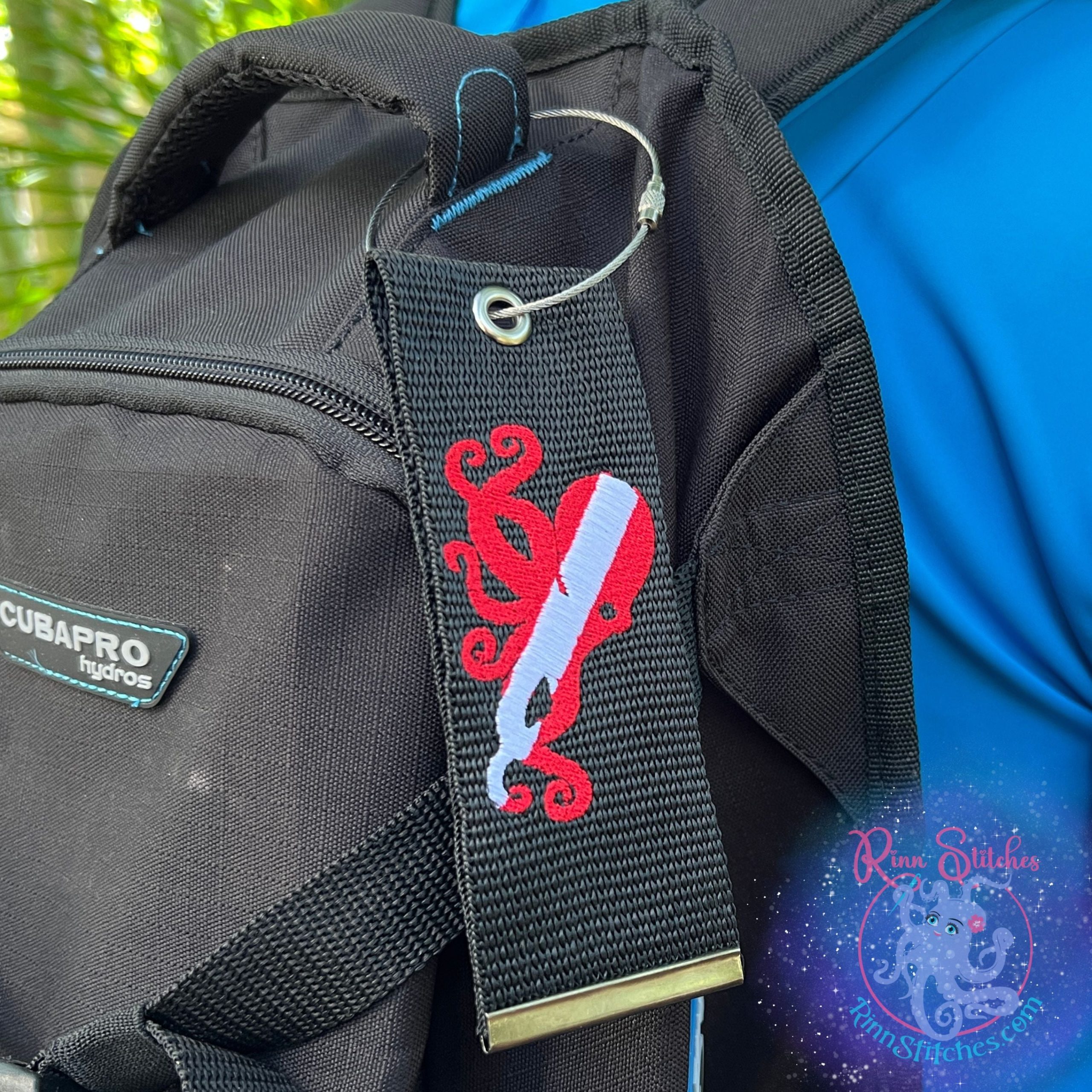 Dive Flag Octopus Luggage Tag, Personalized Embroidered Bag Tag - Image 2