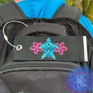 Sea Turtle Tiki Luggage Tag, Personalized Embroidered Bag Tag For All Your Travel Needs