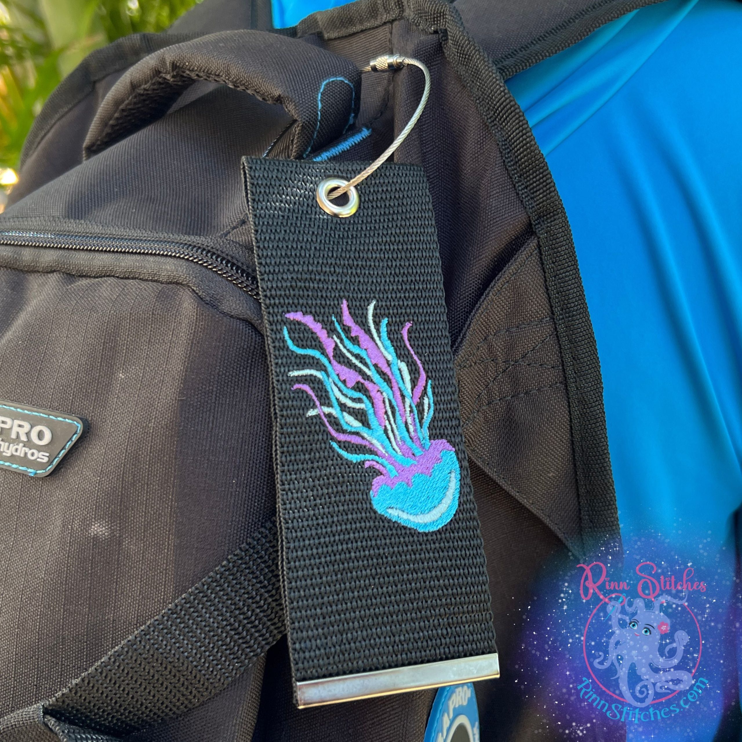 Jellyfish Luggage Tag, Personalized Embroidered Bag Tag - Image 2