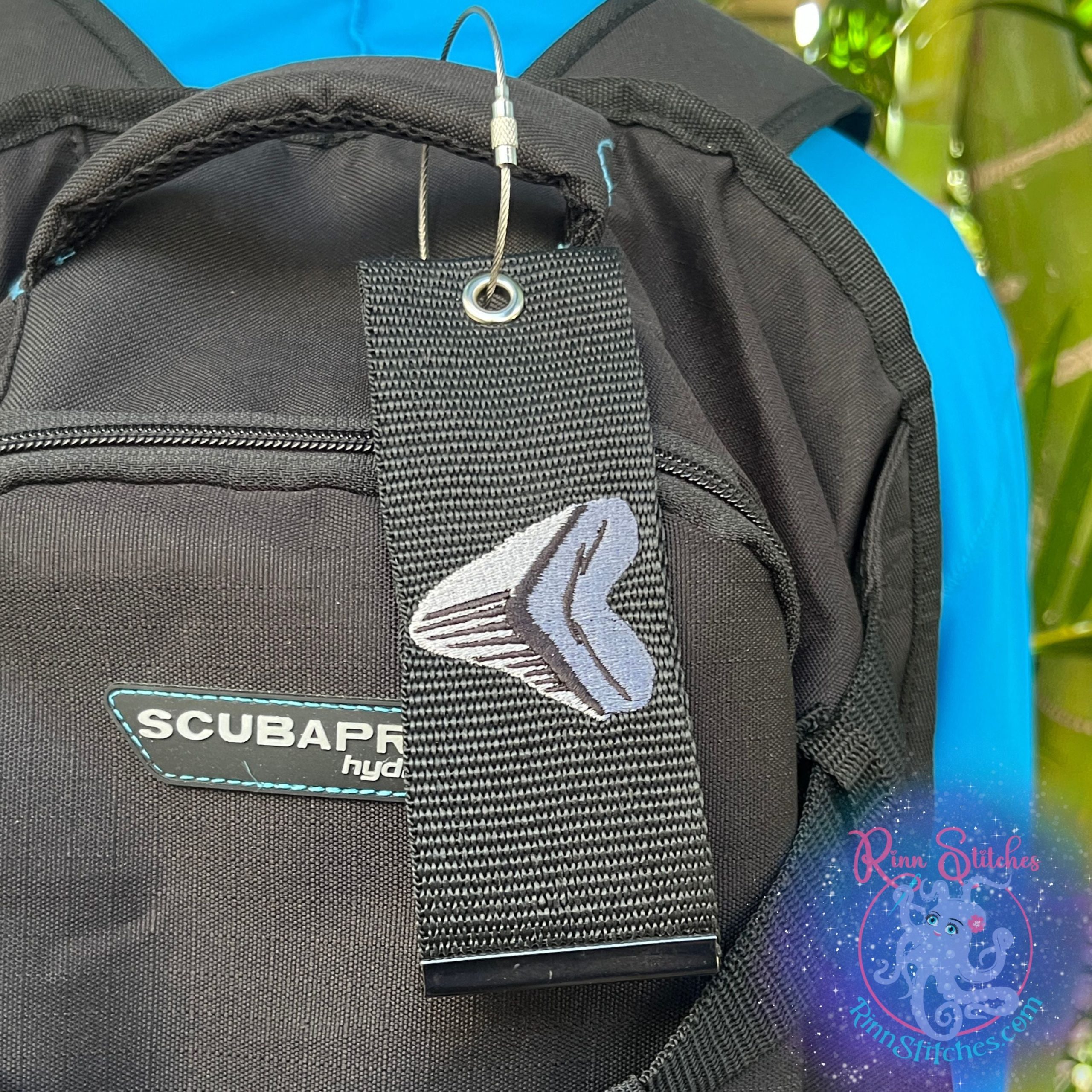 Megalodon Shark Tooth Luggage Tag, Personalized Embroidered Bag Tag - Image 2