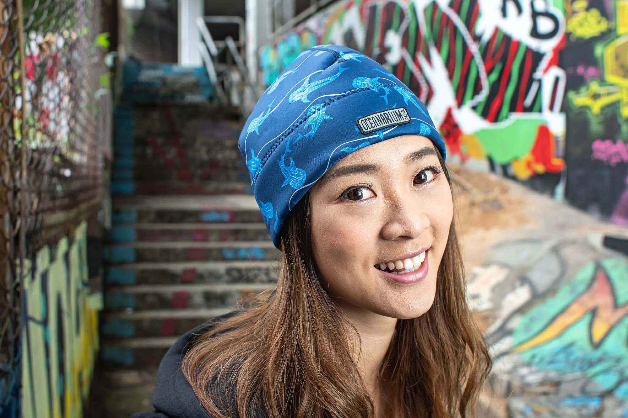 Whaleshark Neoprene Beanie (Blue) - Image 5