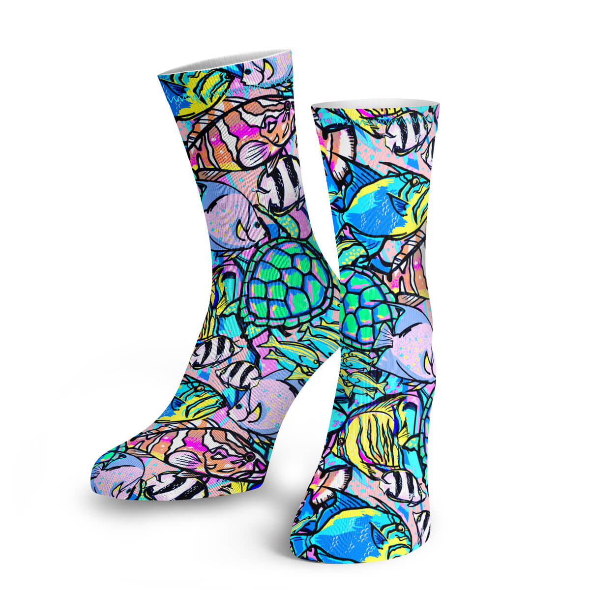 Neon Fish Frenzy Dive Socks