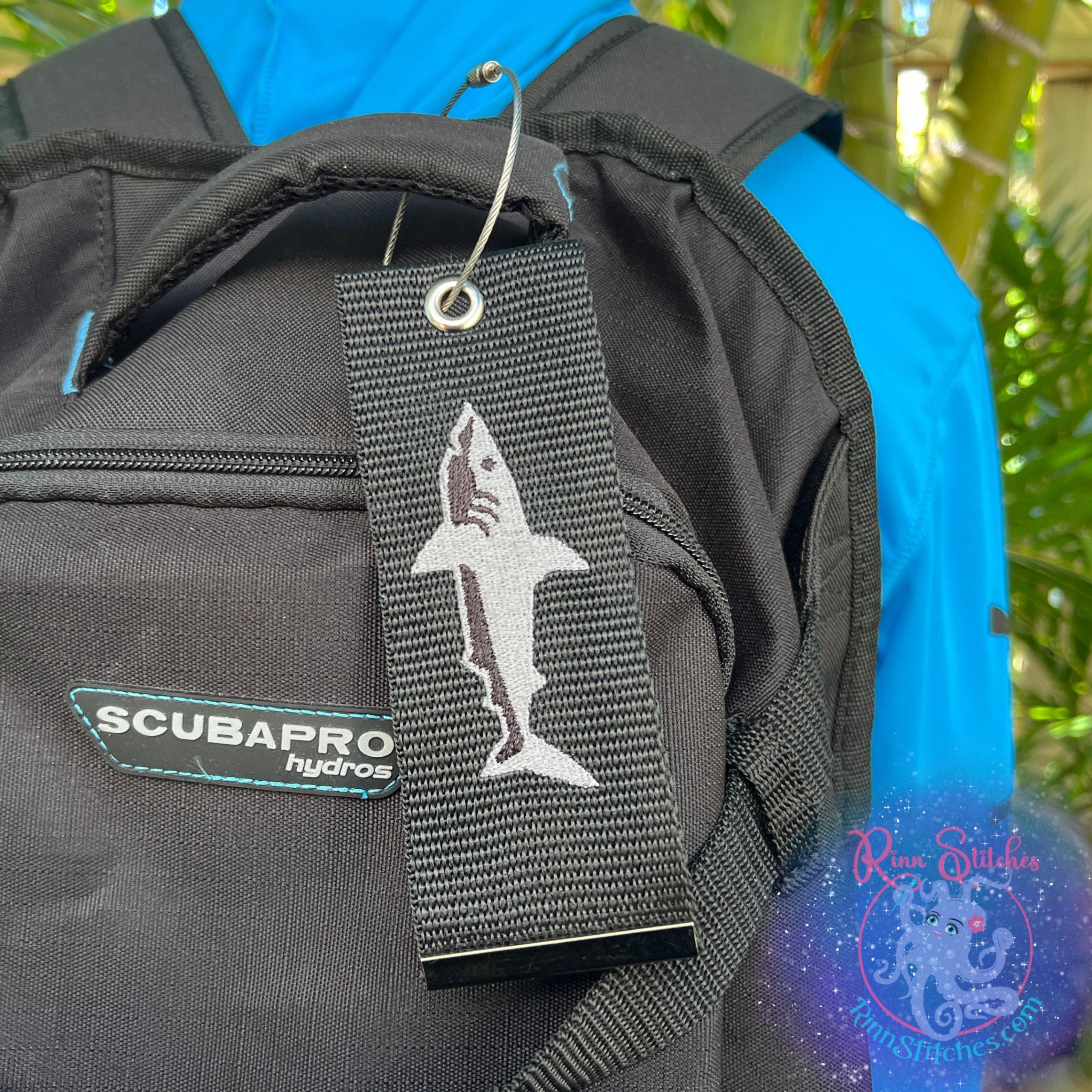 Shark Luggage Tag, Personalized Embroidered Bag Tag - Image 2