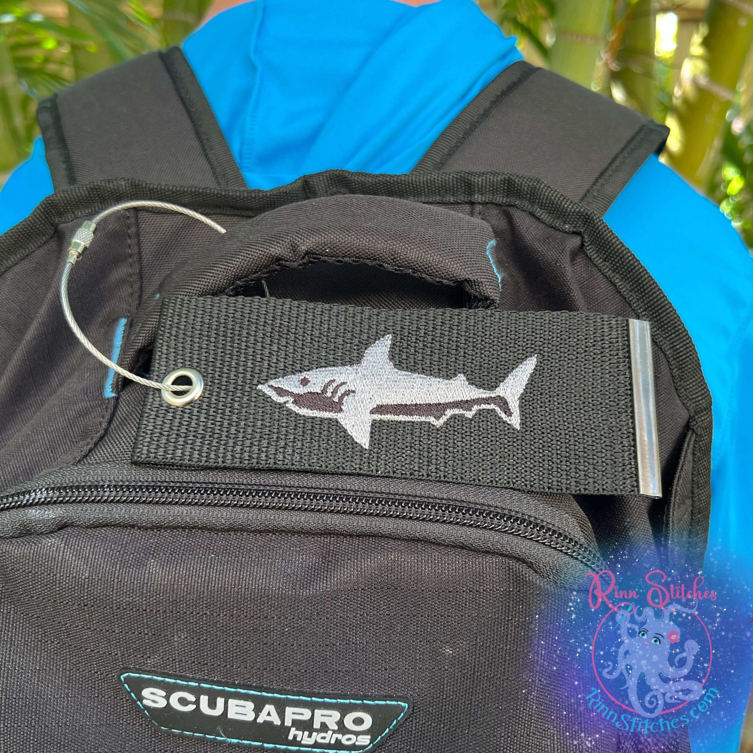 Shark Luggage Tag, Personalized Embroidered Bag Tag