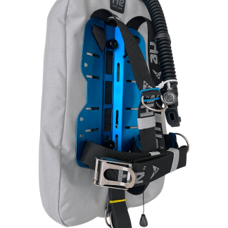 Helium Dive - Complete Custom Single Tank System - GRAY & BLUE PLATE