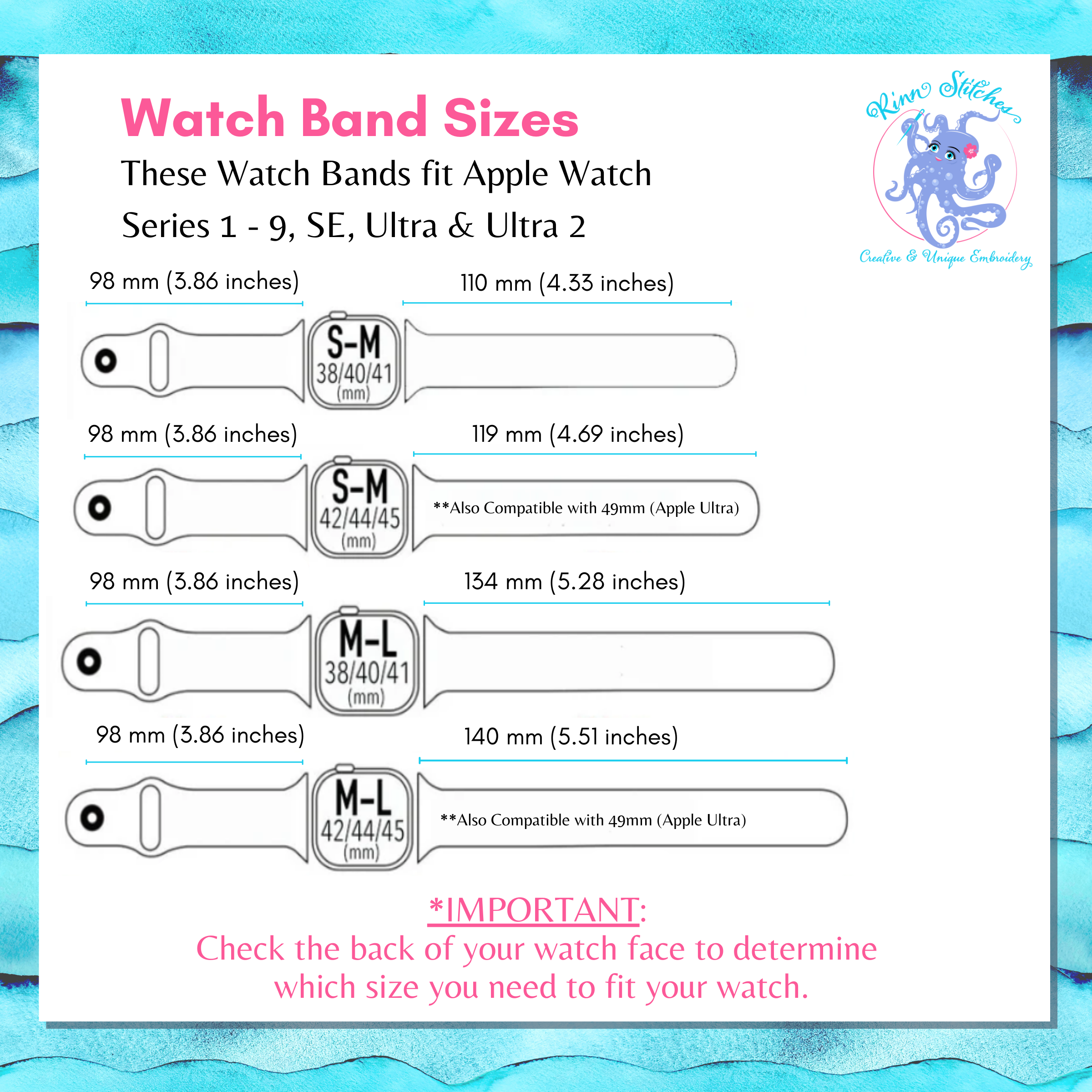 Nudibranch Laser Engraved Silicone Watch Band - Apple Watch Compatible - Image 6