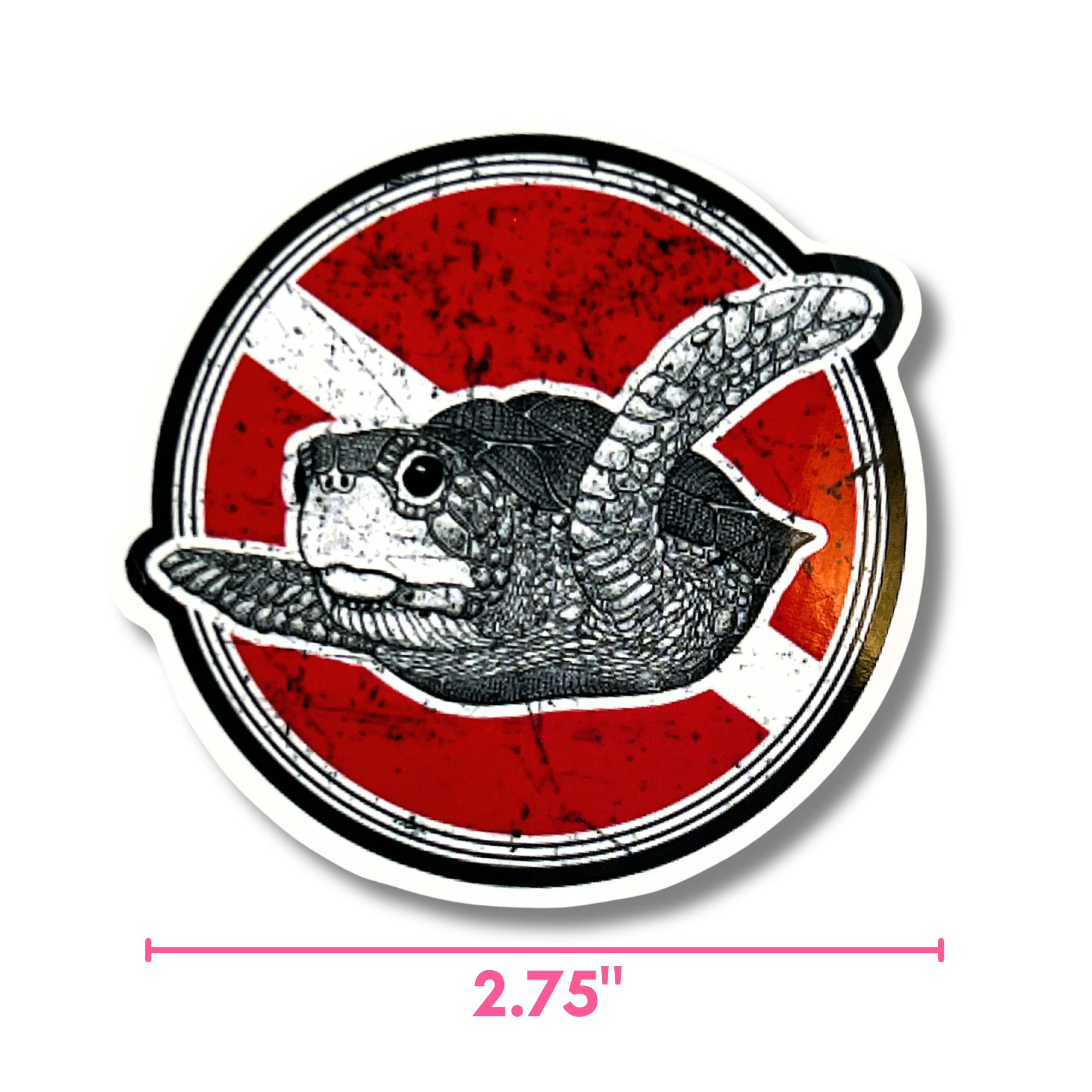 Dive Flag Turtle Vinyl Sticker - Image 2