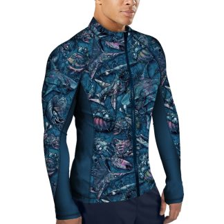 MENS Full Zip Clockwork Ocean Rash Guard