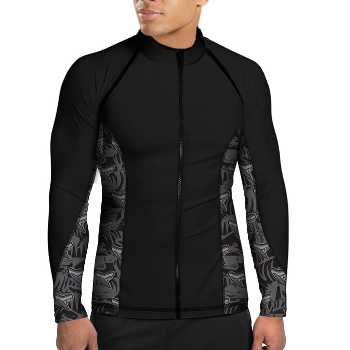 MENS Full Zip Up Tiger Shark Rash Guard - Image 2
