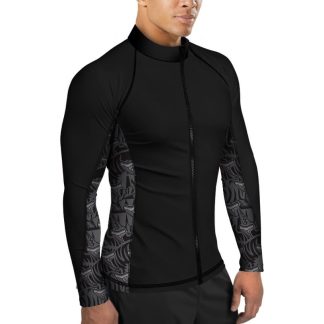 MENS Full Zip Up Tiger Shark Rash Guard