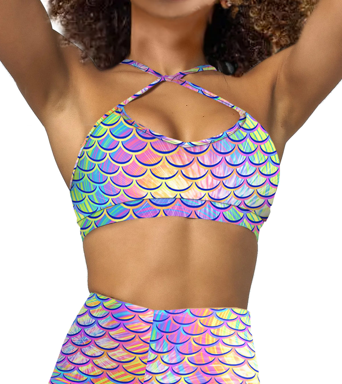 Psychedelic Mermaid Bikini Sports Bra Hybrid - Image 3