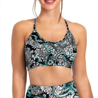 Electric Blue Octofloral Bikini Sports Bra Hybrid