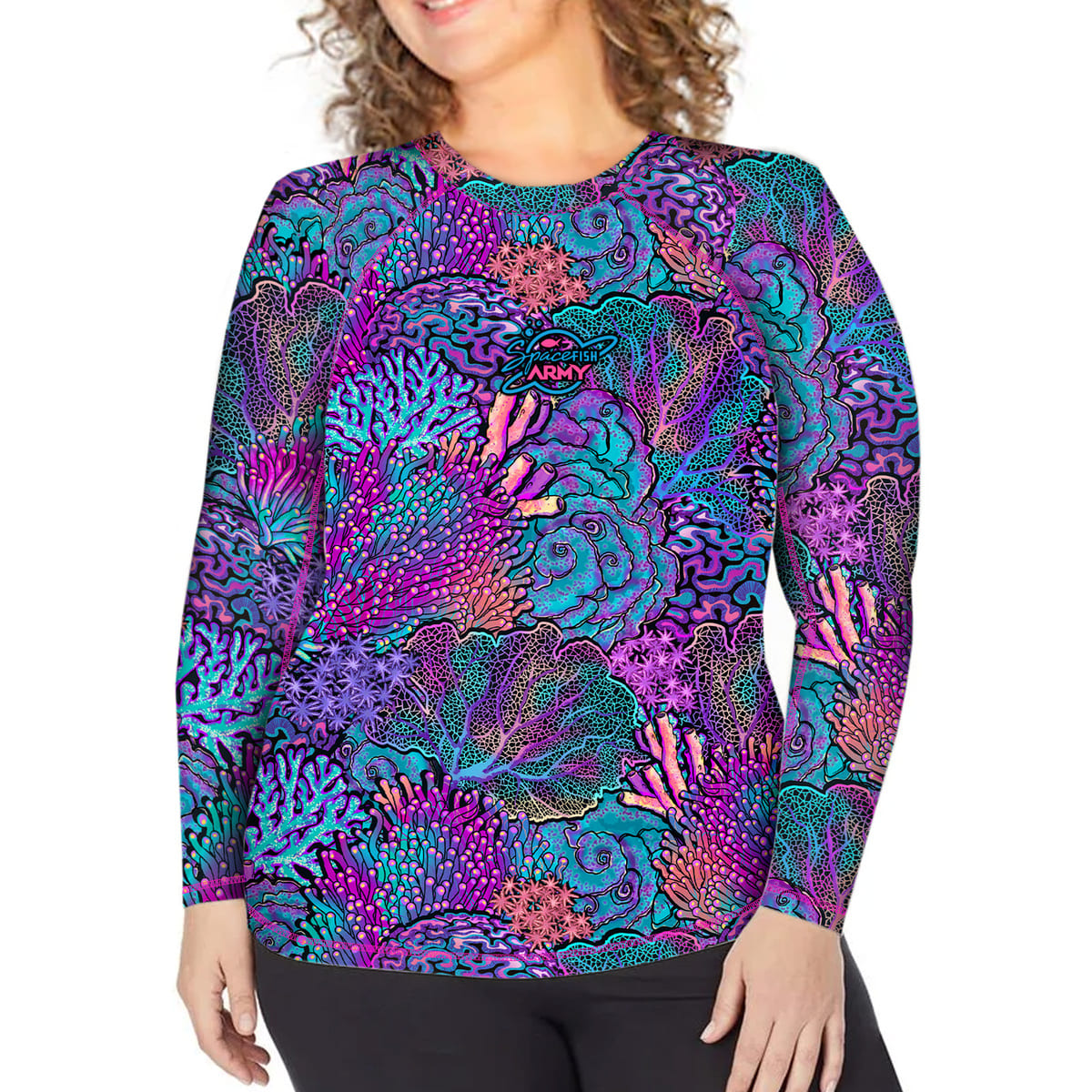 Coral Kaleidoscope Rash Guard - Image 3