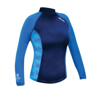 Rash Guard, Blue Hibiscus, XL