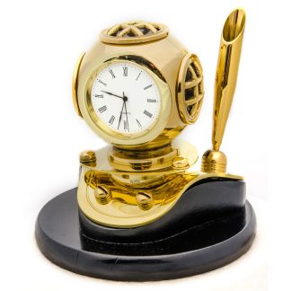 Innovative Scuba - Combo Strap - Brass Helmet Clock W/pen Holde