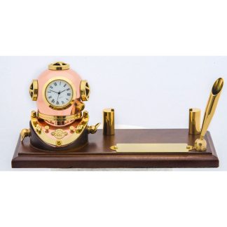 Innovative Scuba - Brass Desk Set W/clock