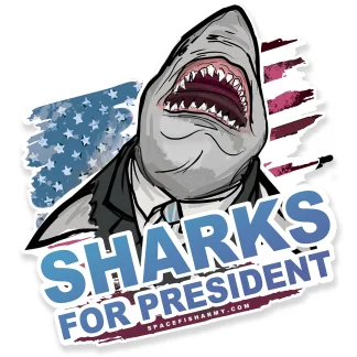 Sharks for President Vinyl Sticker