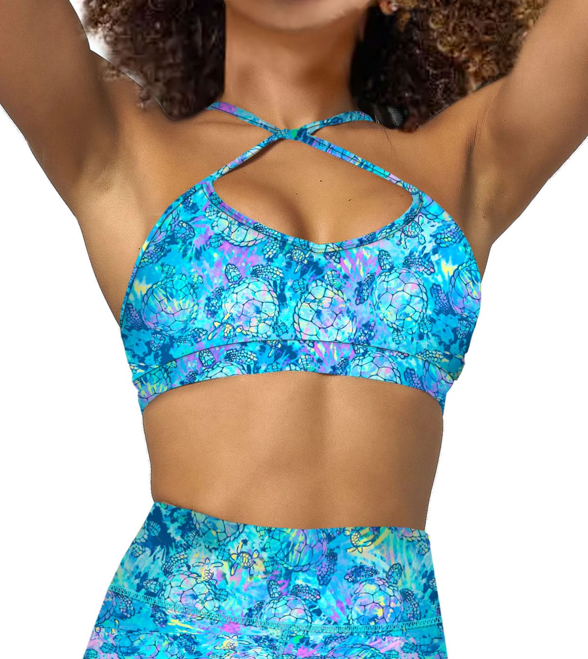 Turtle Tie Dye Bikini Sports Bra Hybrid - Image 3