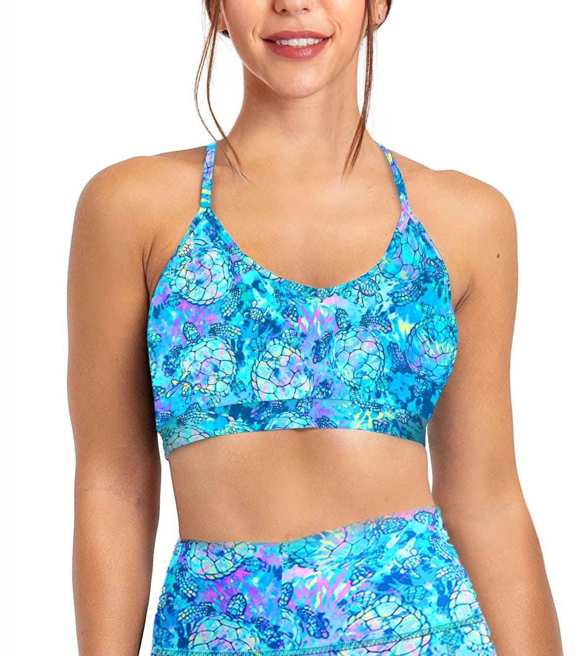 Turtle Tie Dye Bikini Sports Bra Hybrid