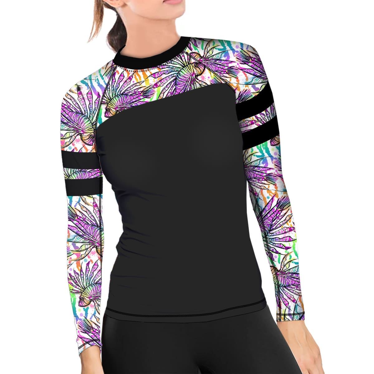White Lionfish Roars Rash Guard
