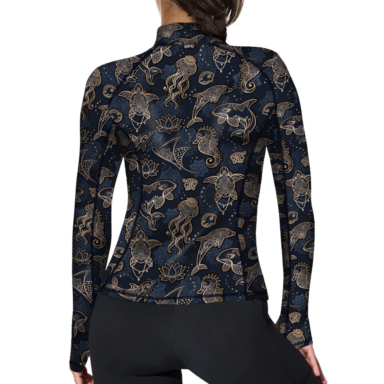 Full Zip Up Ocean Mandala Rash Guard - Image 2