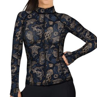 Full Zip Up Ocean Mandala Rash Guard