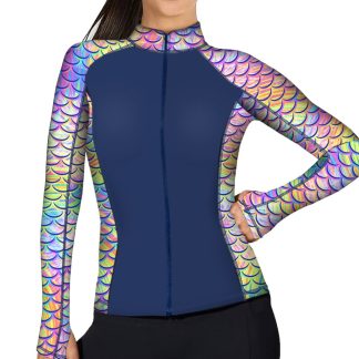 Zip Up Psychedelic Mermaid Rash Guard