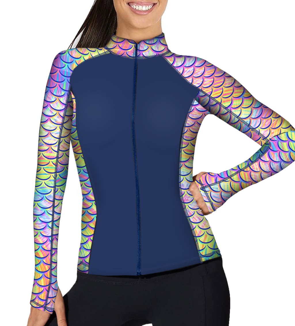 Zip Up Psychedelic Mermaid Rash Guard