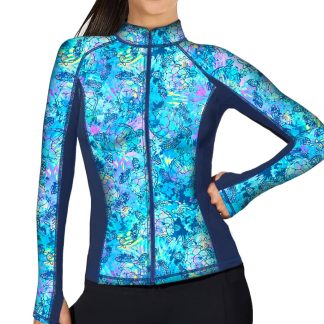 Full Zip Up Turtle Tie Dye Rash Guard